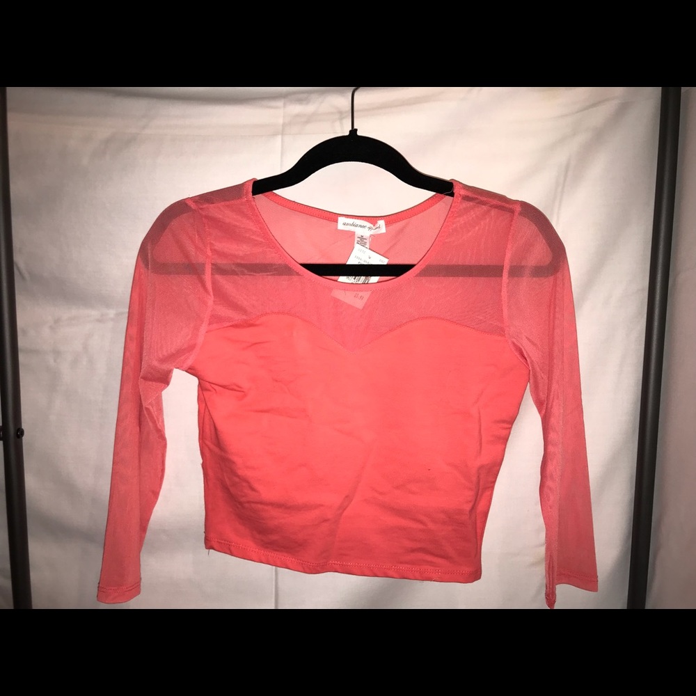 Ambiance Apparel Pink Mesh Crop Top
